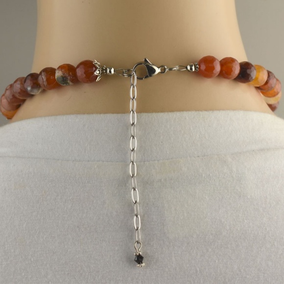 "HP" Faceted Orange Agate Necklace & Earring Set - Picture 3 of 4